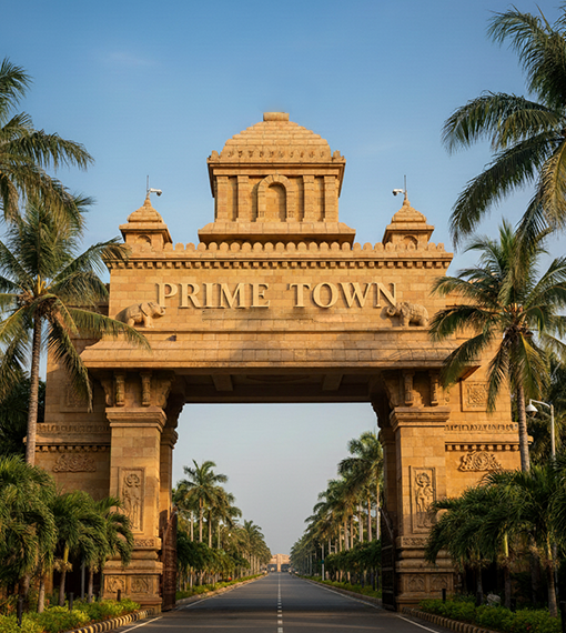 Grand entrance arch of gated community villa plots and residential land for sale in Kallakurichi